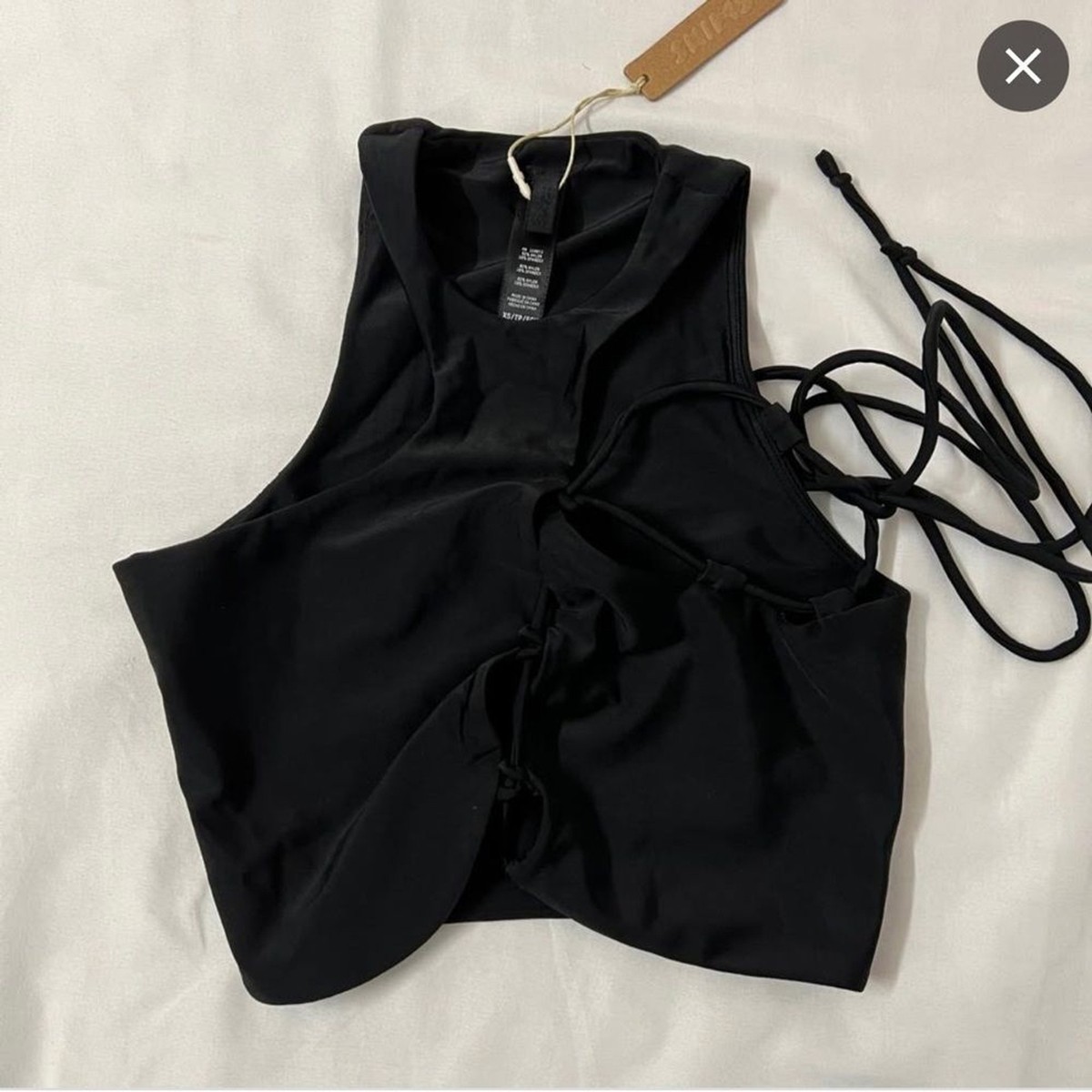 Skims Lace Up Super Crop Top Onyx Black | eBay