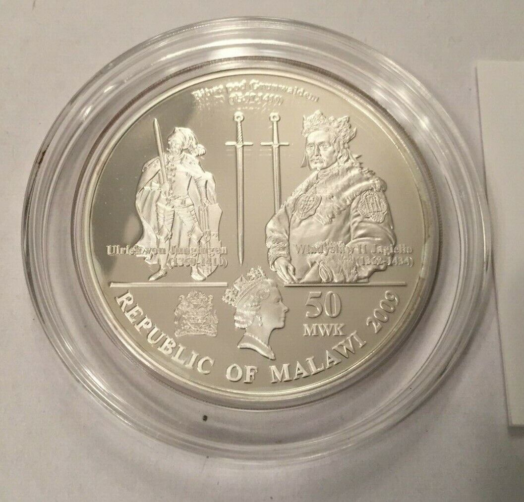 2009 Jan Matejko Battle of Grunwald Art 3oz .999 silver coin Malawi. Mintage 939