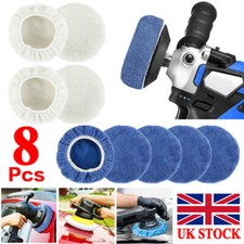 8PCS 5-6 inch Microfiber Polisher Bonnets Car Polishing Pads Wax Wash Buffer UK