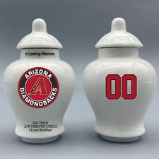 Ceramic Mini Urn for Arizona Diamondbacks Baseball Theme, Custom Text  Number