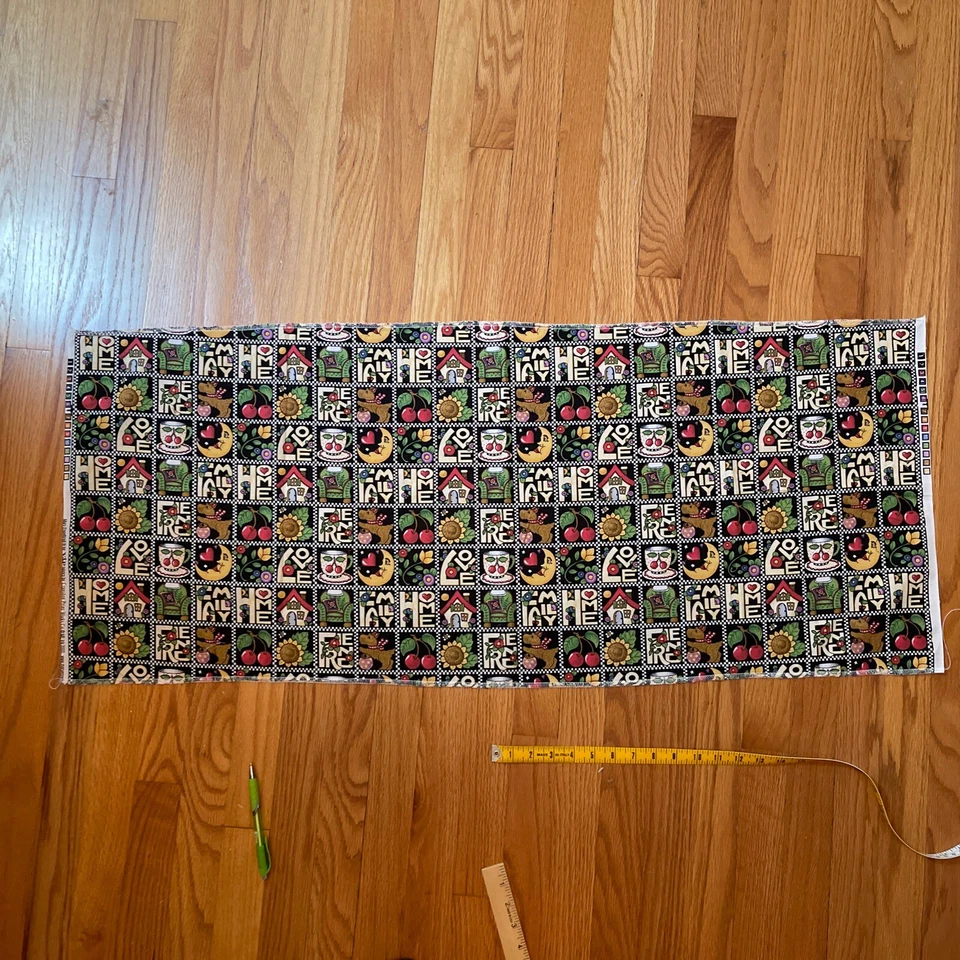 Mary Engelbreit Vtg 2000 Home Love Friends Family Cotton Fabric  17.5x 42 - Image 2 of 4