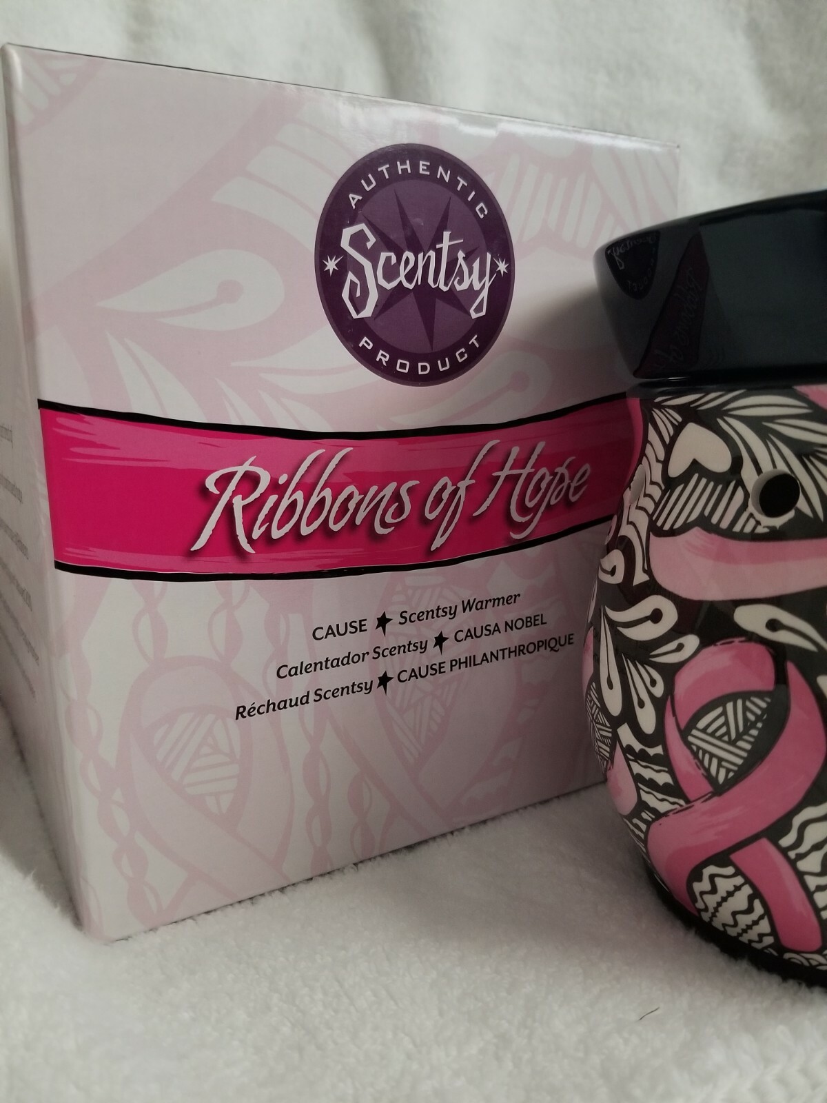 Scentsy RIBBONS OF HOPE Breast Cancer Charitable Cause Warmer Retired