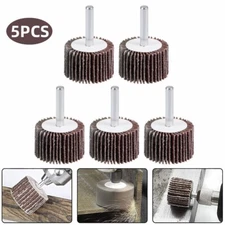 5 Pack 1-1/2" x 1" x 1/4" Shank Mounted Flap Wheels A/O Sanding 40 80 120 Grit