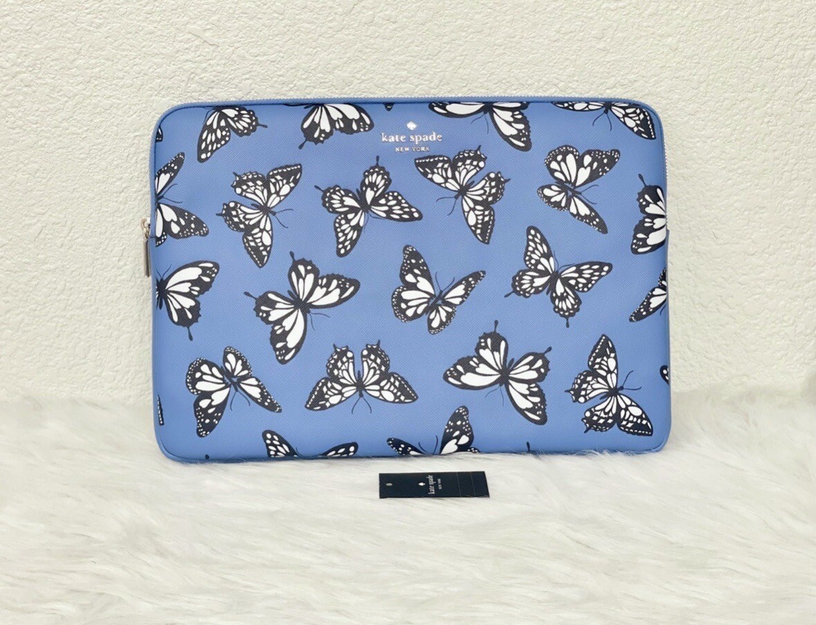 ケイトスペード♡PCケース パソコンケース バタフライ柄 蝶々 Kate Spade butterfly Laptop Sleeve NWT Limited Edition Color: Blue