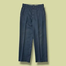 Vtg 70s Mens Pants Straight Leg Trousers Polyester Soft Lightweight 31x29 Navy