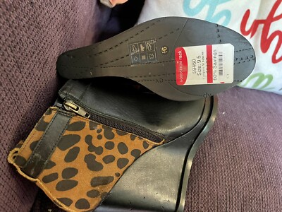 Dolce Vita Black & Leopard Print Leather Platform Wedge  display picture 1