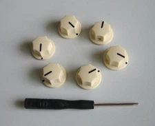 10x Small Size MXR Style Skirted AMP Knob Effects Pedal Knobs Brass Insert Ivory