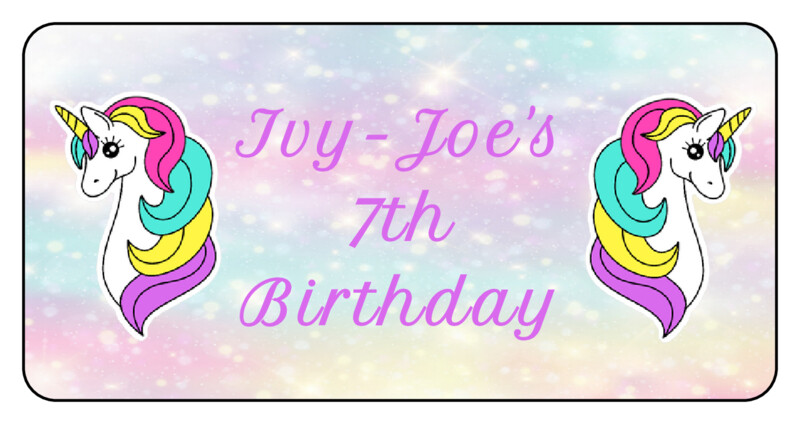 10 Personalized Unicorn birthday party water bottle labels decorations stickers