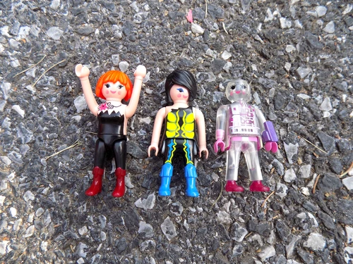 Lot Vtg Playmobil Mystery Figure Serie 1990 Clear Robot Pink Rock star Girl doll