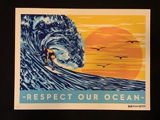 Respect Our Ocean Studio Number One Obey Giant Surf Rider /150 Screen Print