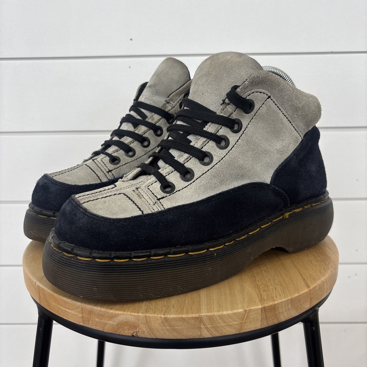 Vtg Dr. Martens MIE 8347 Chunky Suede Platform Ankle Boots 