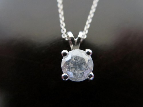 14K White Gold 1Ct Diamond Pendant Necklace 9" - Picture 2 of 3