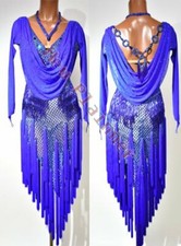 L2469 ballroom Specialty Adult Rhythm/ Latin dress UK 10 US 8 blue