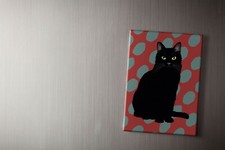 Black Cat Fridge Magnet | Leslie Gerry, Refrigerator, 6.5cm x 9cm