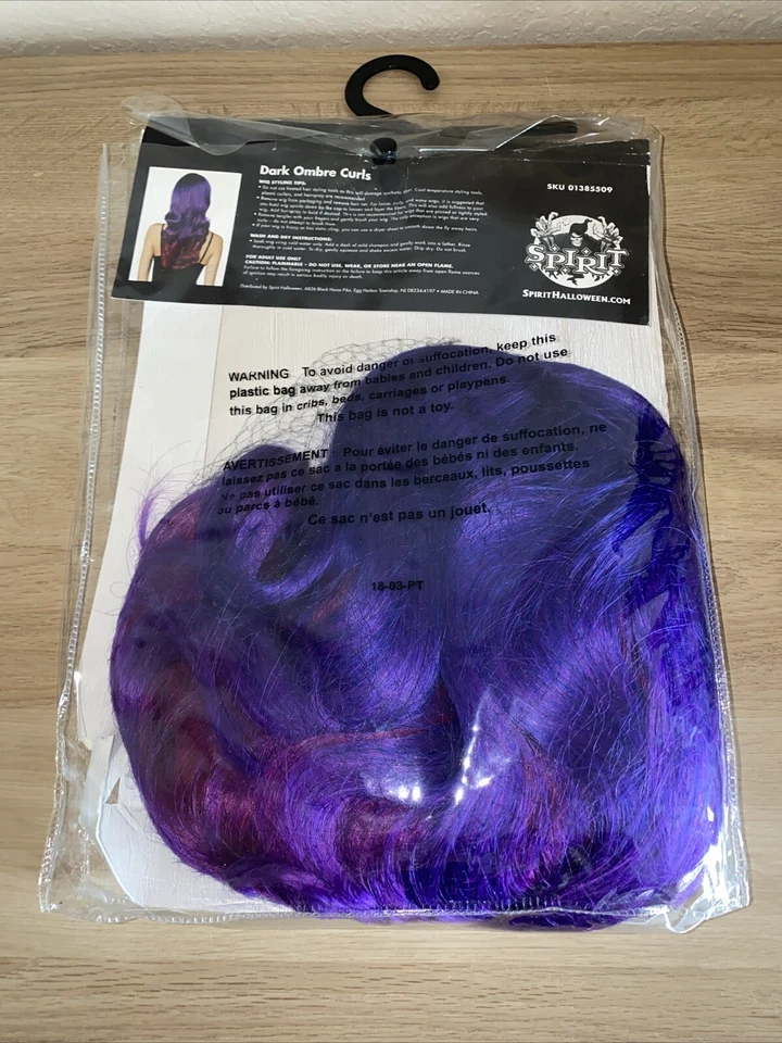 Mermaid Dark Ombre 卷发假发(紫色和粉红色)穿过一次 — 第 2/2 张图片