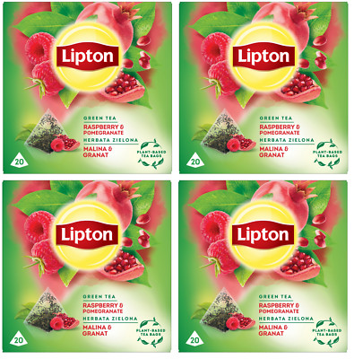 LIPTON GREEN TEA - RASPBERRY & POMEGRANATE - 4x20 TEA BAGS - NATURAL  INFUSION