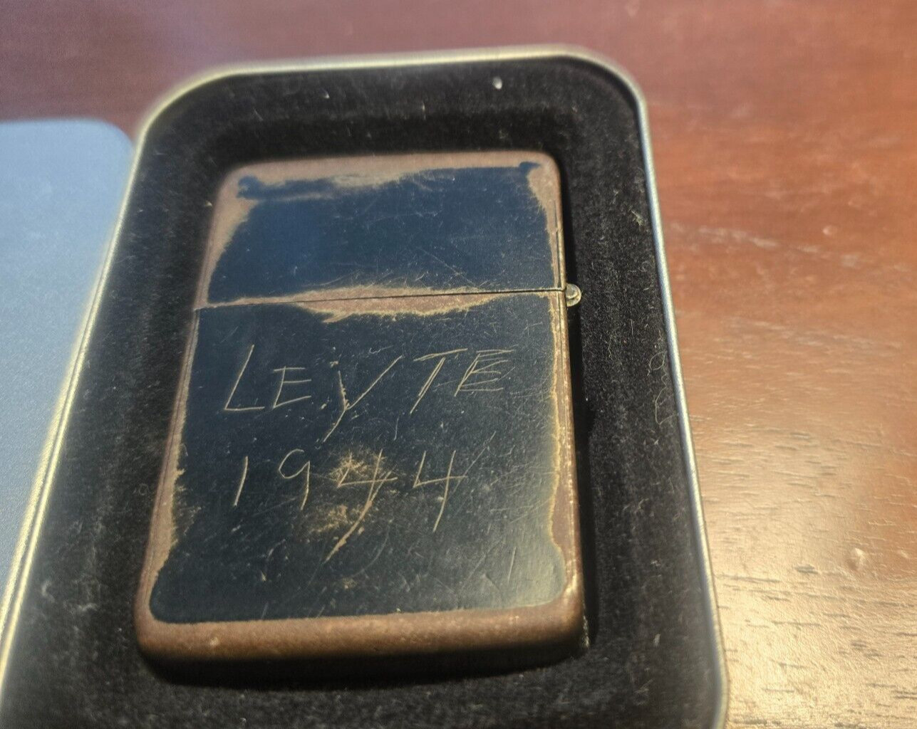 Vintage WWII Park Sherman Lighter Black LEYTE 1944  Military Trench