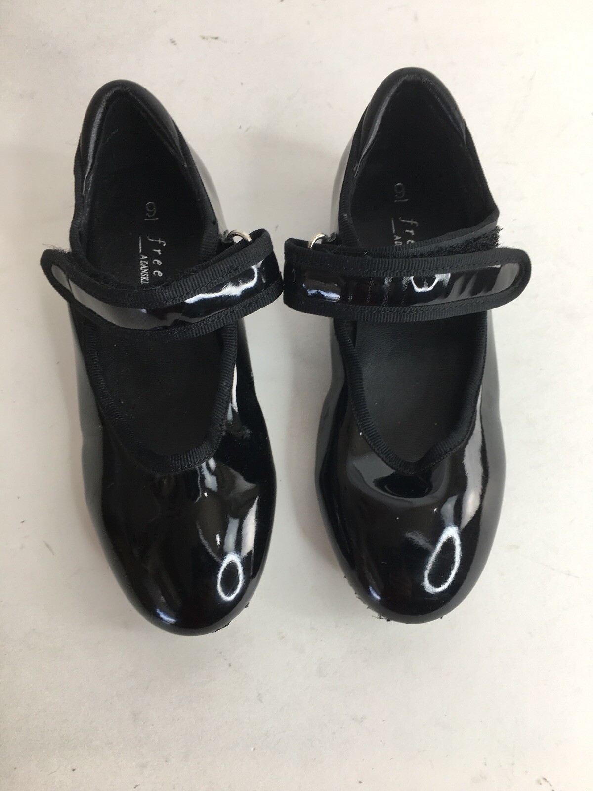 Freestyle Danskin TAP Dance Black Shoes Girl Size 9 Gem