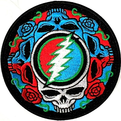 Grateful Dead Steal Your Face Embroidered Rock Iron on Patch Applique