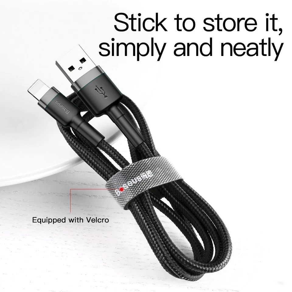 Baseus Fast Charging Cable Data iPhone Cord For iPhone 13 12 11 Pro Xs XR /iPad - Image 3 of 4