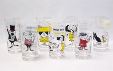 7 Vtg Osborne Kemper Humor Glass Highball Tumblers MCM 5.5 in Tall