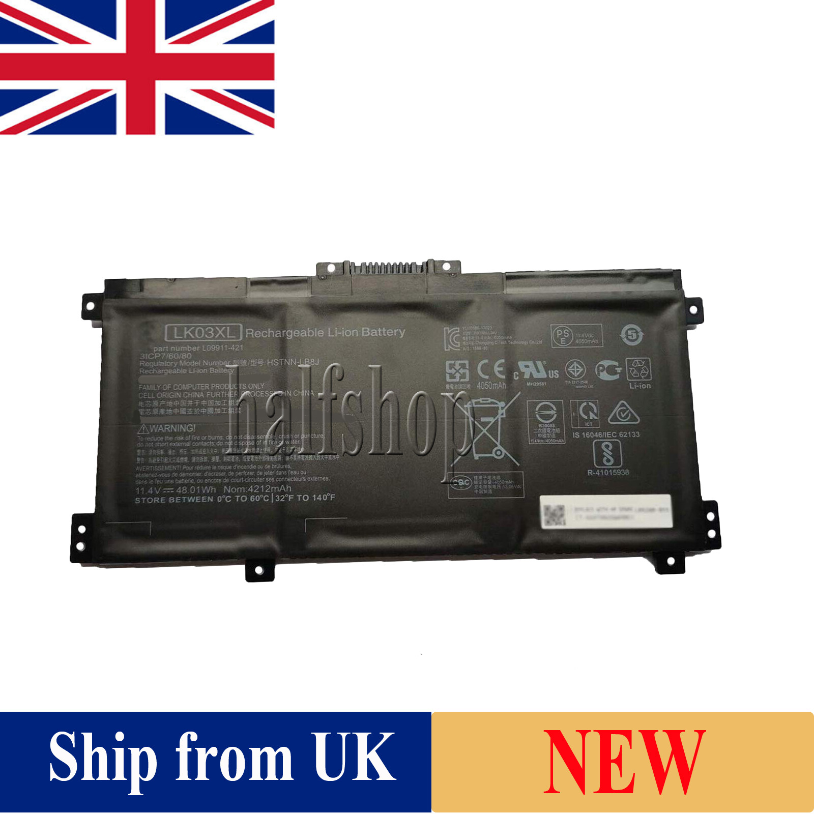 New Battery For HP LK03XL, LKO3XL, LK03048XL, LK03055XL, 916368-421, 916368-541
