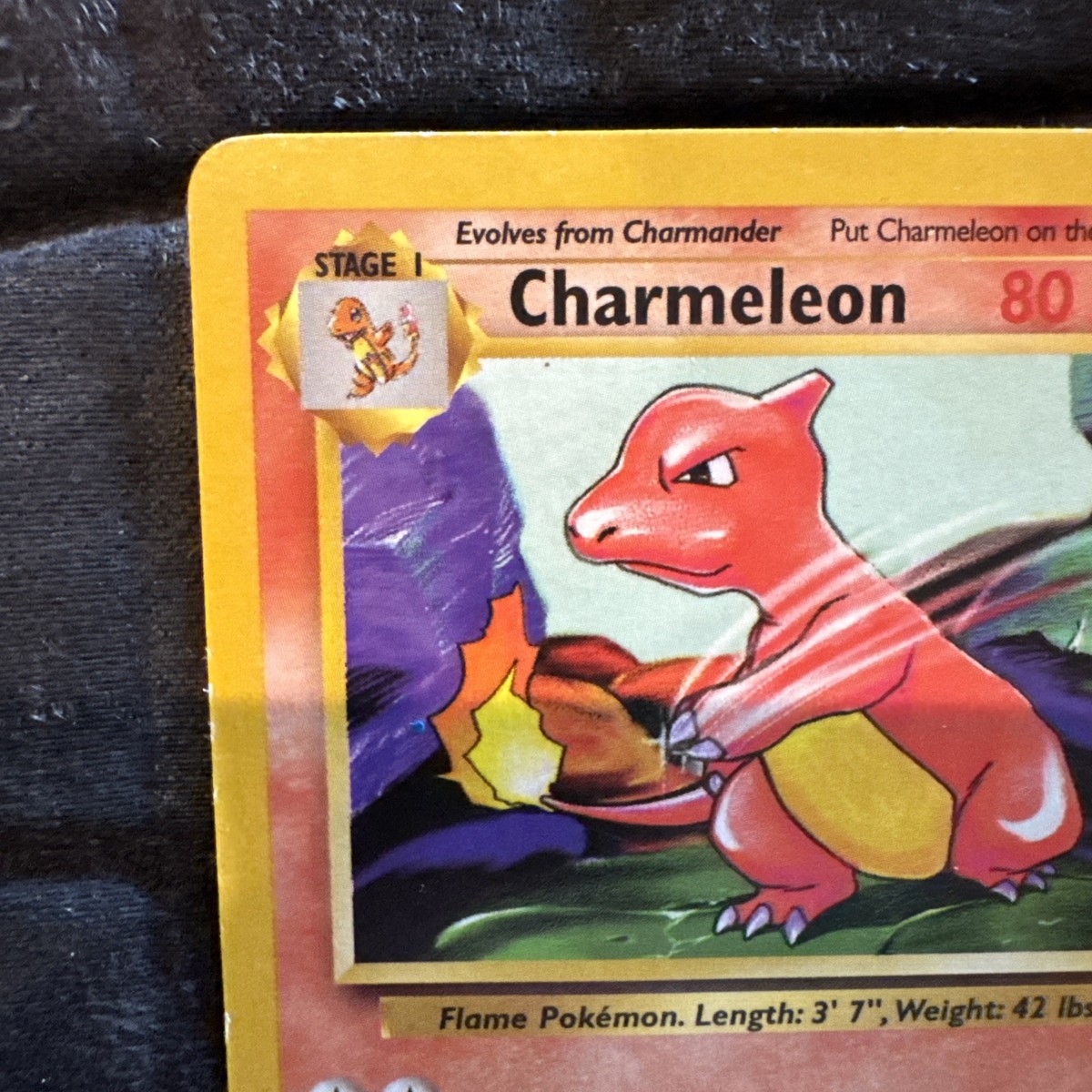 RARE Stage 1 Pokemon Charmeleon Card 24/102, 1995 80 HP SLASH