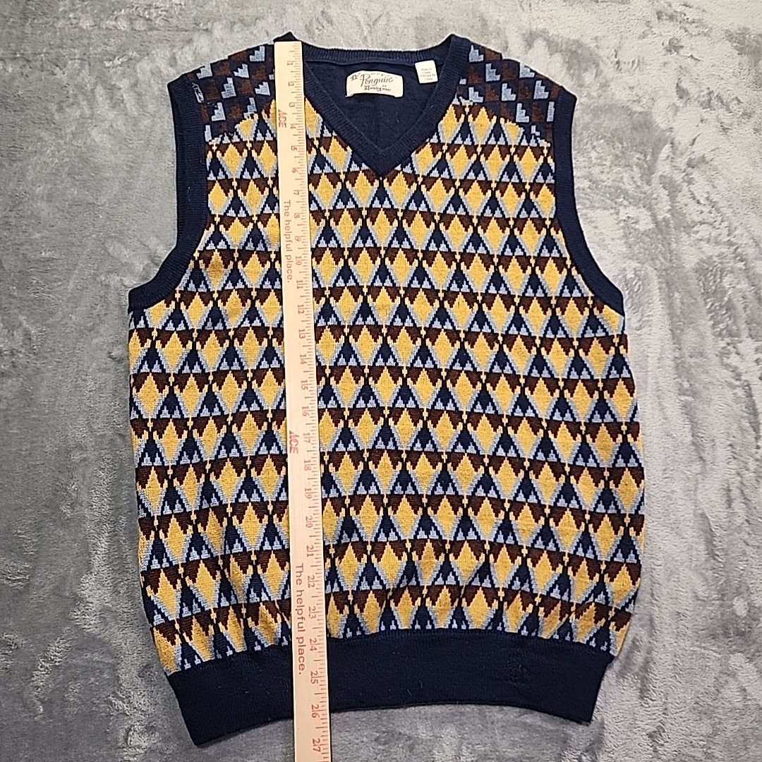 Penguin By Munsingwear Retro Style Sweater Vest Lambswool Multicolor Size L image 9