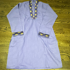 Purple Woven Cotton Kurta/Kurti Tunic with Embroidered Placket Cuffs