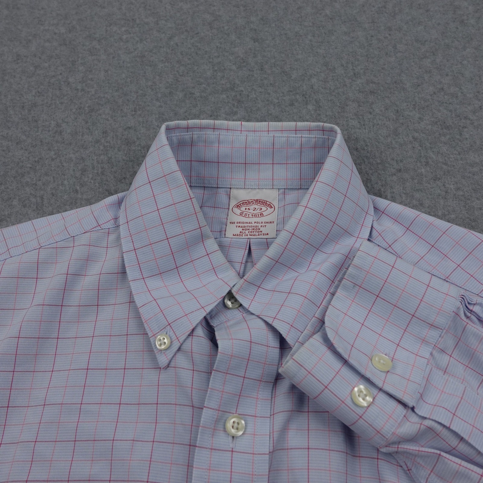 Brooks Brothers Button Shirt Mens M Plaid Checkered Long Sleeve Non Iron Preppy