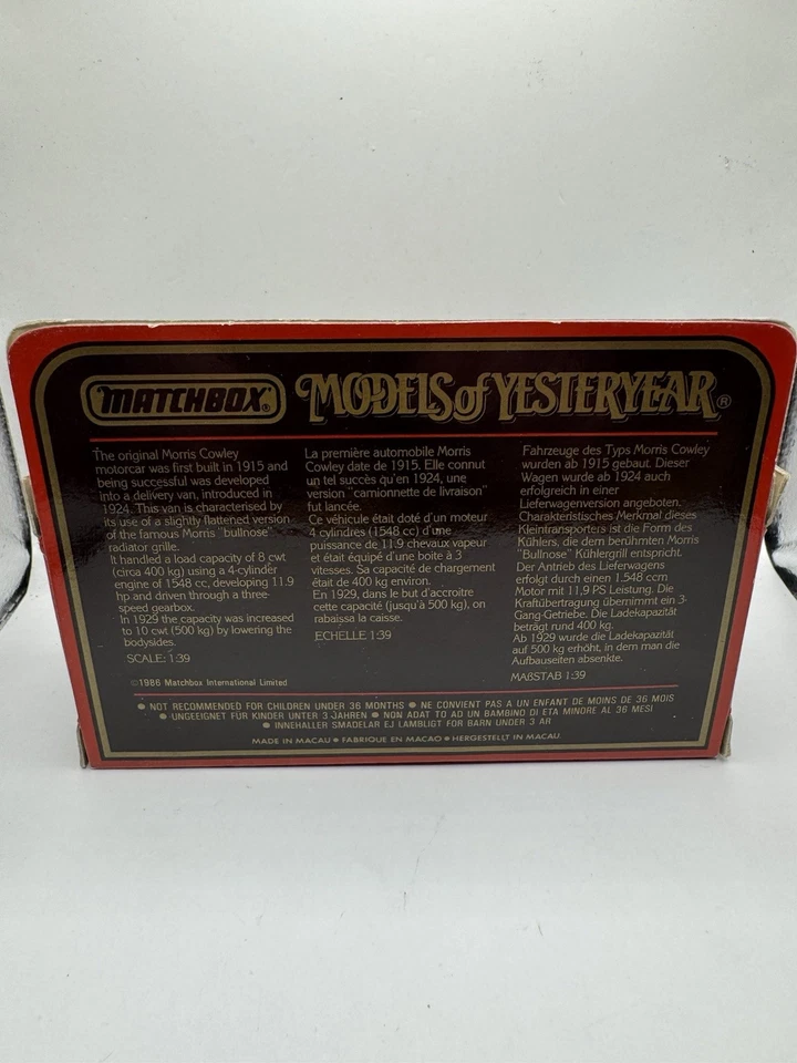 Vintage Matchbox Models of Yesteryear Y-19 1929 Morris Cowley Van Brasso Diecast - Image 2 of 3