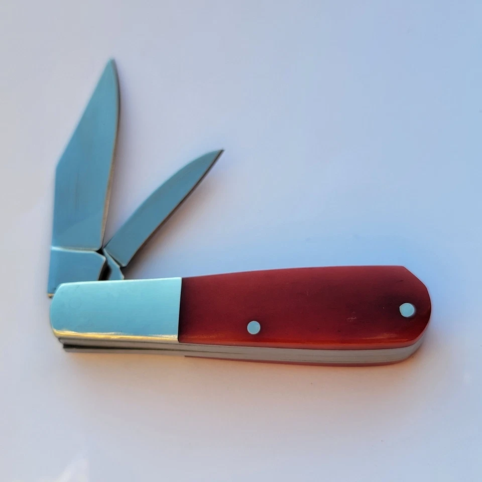 BEAR & SON CUTLERY USA CHRISTMAS GOLD SNOWMAN RED BONE BABY BARLOW KNIFE - Image 3 of 4