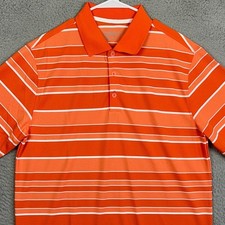 Nike Golf Tour Performance Polo Shirt Mens Large Orange White Dri-Fit Rugby EUC