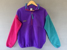 Vintage Columbia Fleece Pullover Colorblock Youth XL 16/18 USA Purple Teal Pink