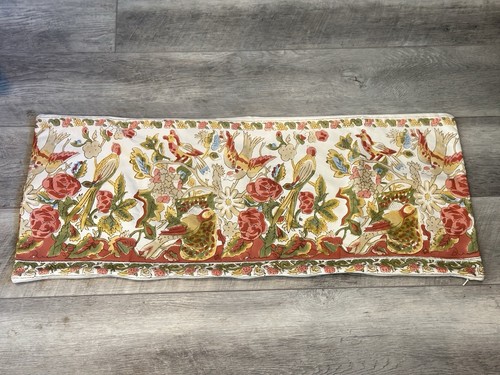 Pottery Barn Bolster Pillow Cover Floral Birds Zip Leaves 100 % Cotton Beautiful - Picture 1 of 14