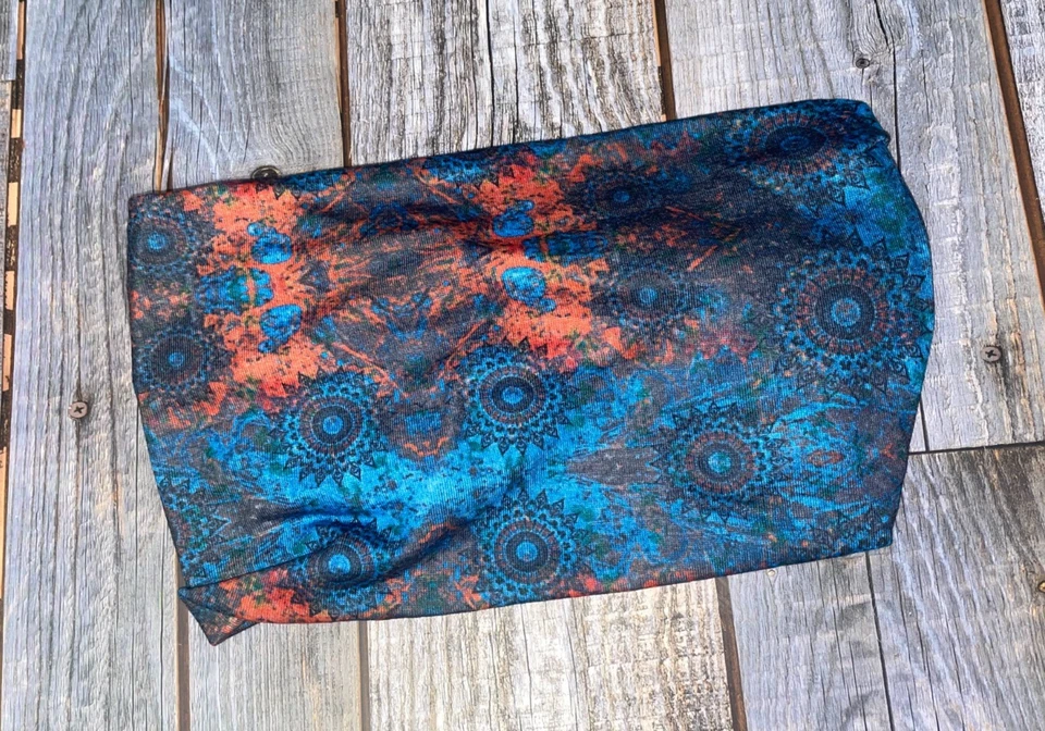 头发手套弹力头带头巾头巾蓝色佩斯利领带染料骑手 — 第 2/2 张图片