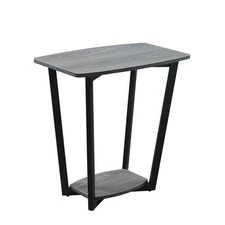Convenience Concepts Graystone End Table in Gray Wood Finish and Black Metal