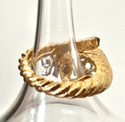 Vintage Cornucopia Horn of Plenty Gold Tone White Rhinestone Cocktail Ring — photo 6