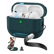 For AirPods Pro 3 2025/4th Gen Lychee Leather Texture Case Foldable Hidden Stand