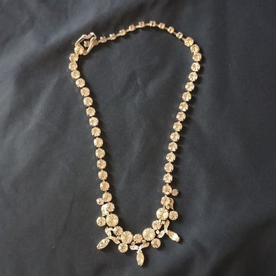 Eisenberg Ice Vintage Silver Clear Rhinestone Necklace Earrings Set Round