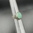 Vintage Sterling Silver 925 Green Turquoise Southwestern Ring Size 7.5 Ornate