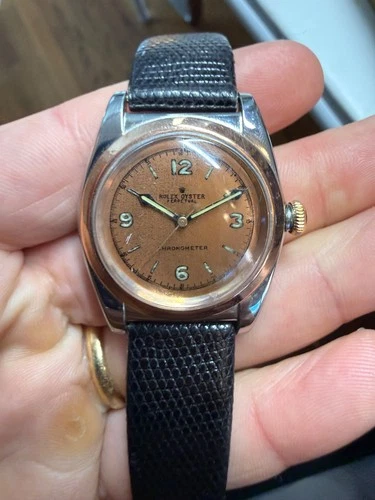 Vintage Rolex Oyster Perpetual 3133 Bubble Back Watch Refinished Dial