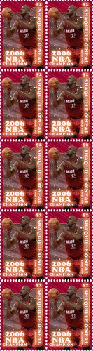 Shaquille O'Neal 2006 Miami Heat NBA Champion Mint Stamp Strip of 10 - 第 1/1 張圖片