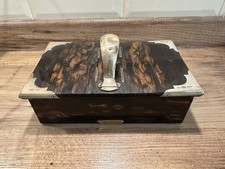 ANTIQUE SILVER AND COROMANDEL CIGAR BOX BY MAPPIN AND WEBB LONDON 1908