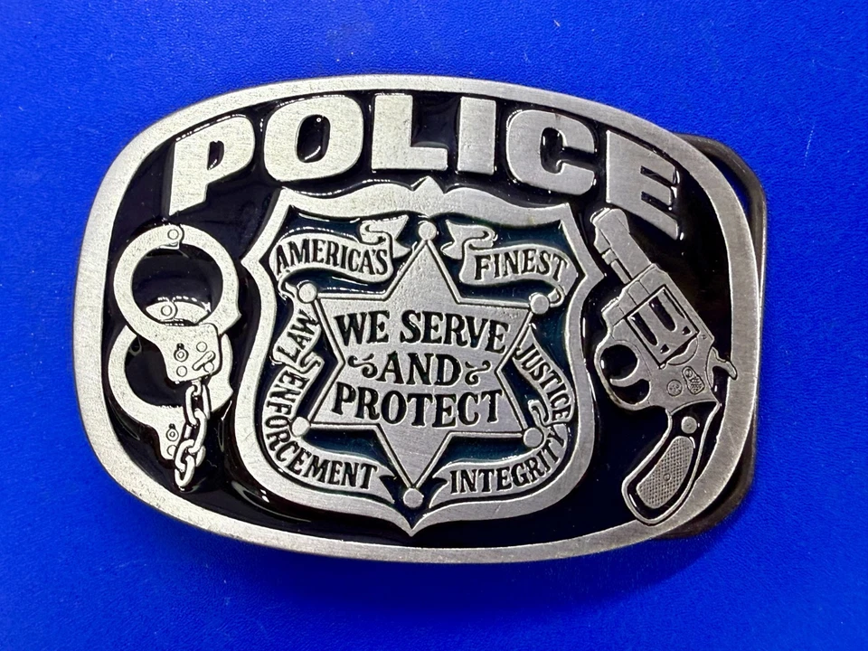 America's Finest Law Enforcement Integrity Justice Peltre De Colección 1988 Hebilla de Cinturón Foto 3 de 4