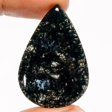 100 Natural Moss Agate Pear Shape Cabochon Gemstone 30 Ct. 36X25X4 mm GC-41689