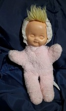 Vintage Rare Eden Toys Sleepy Baby Vinyl Face Pink Bunting