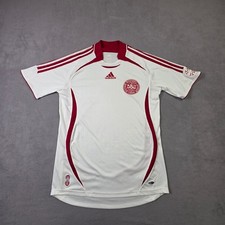 Denmark Team 2005 Football Soccer Shirt Jersey Away White Adidas Mens Small