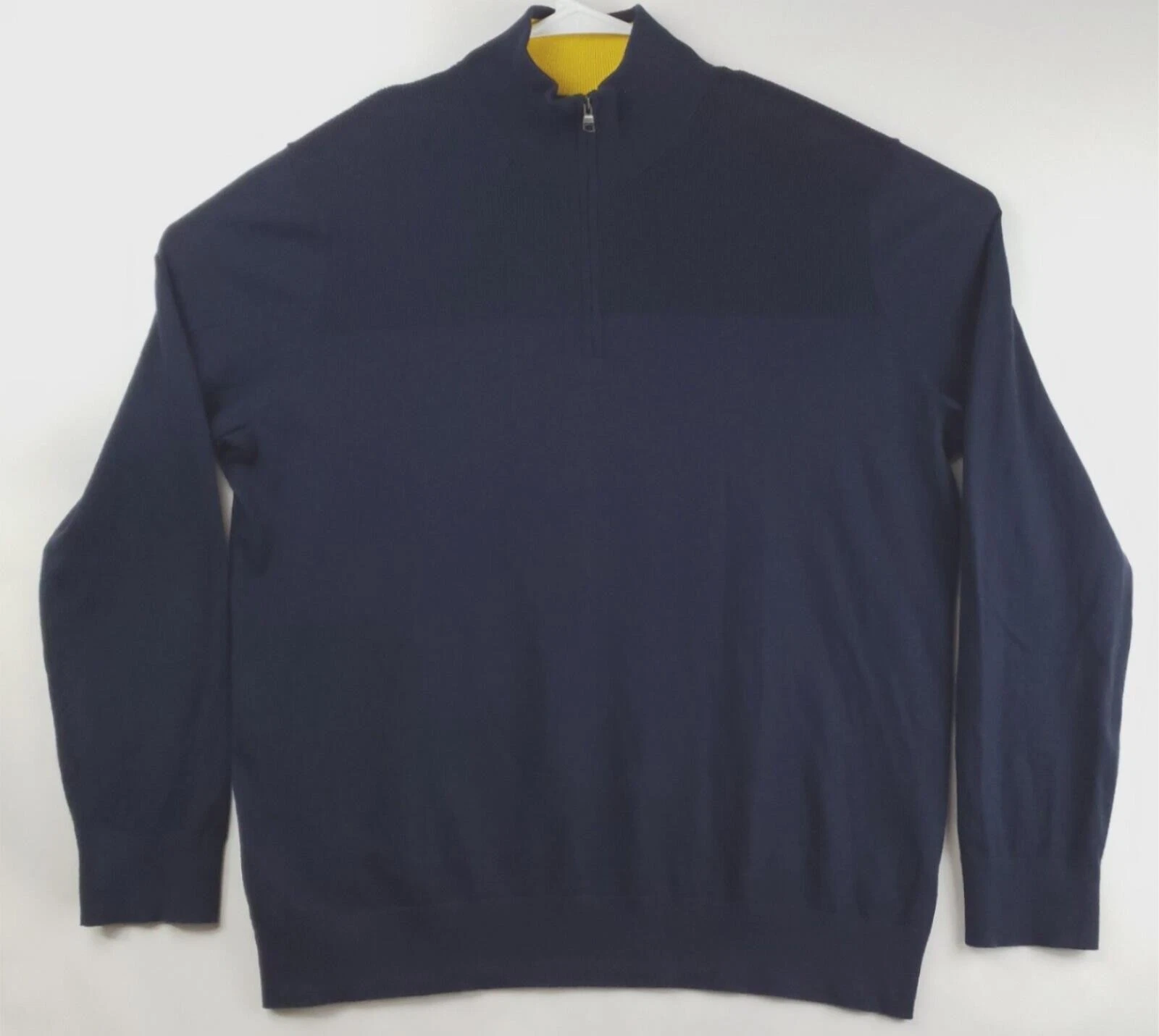 Banana Republic Sweater Mens XL Blue Long Sleeve Cashmere Mock Neck 1/4 Zip
