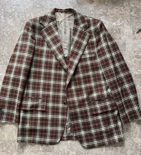 Vintage 60s 70s TownCraft JC Penneys Plaid Blazer Sports Coat Jacket Size 40
